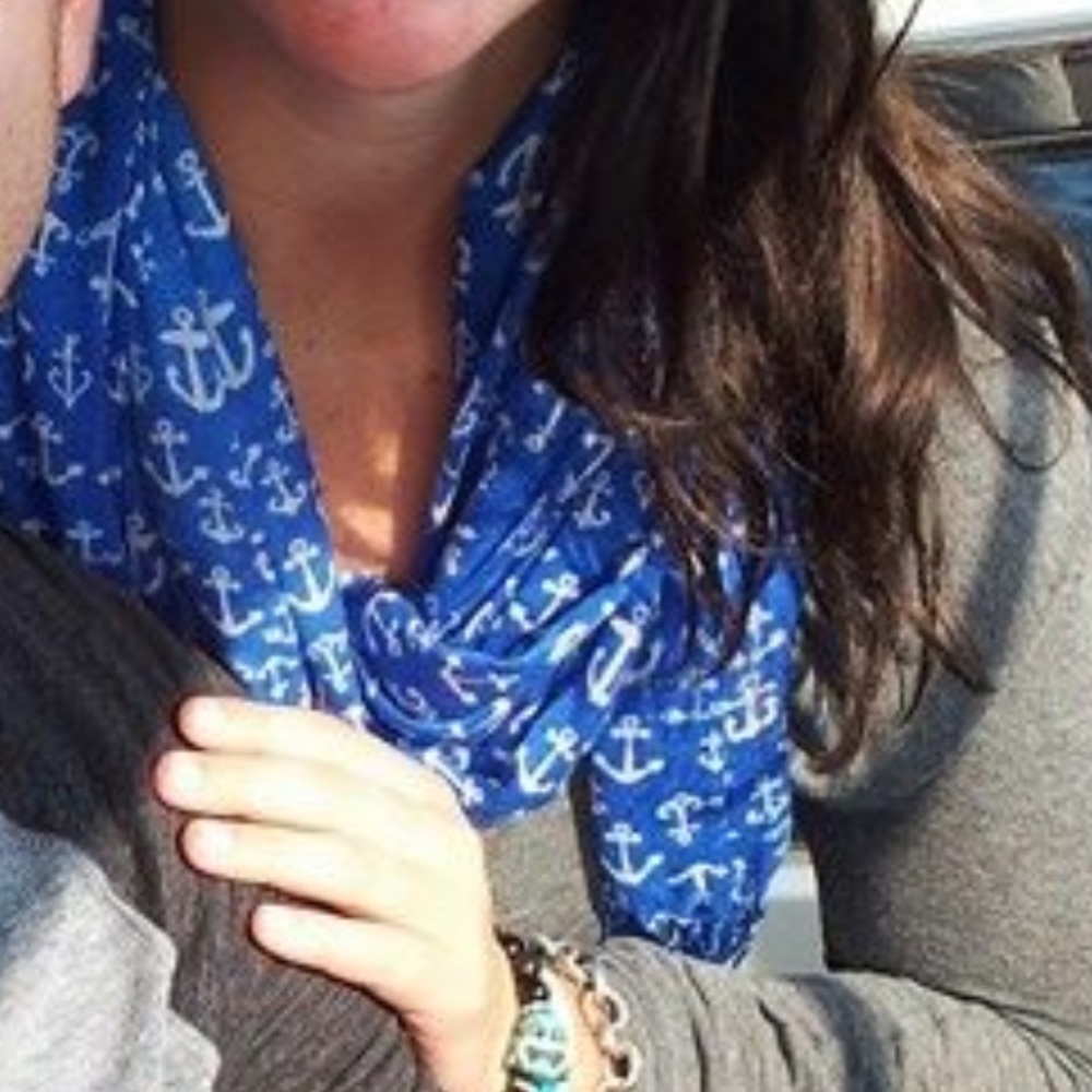 Blue nautical anchor scarf